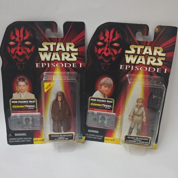 Lot Of 2 Star Wars Episode 1 Tatooine Anakin + Naboo Skywalker Figure W Comlink - Picture 1 of 4